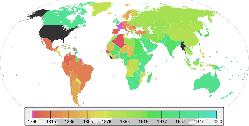 Bestand:Metrication by year map.svg